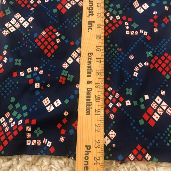 Sears Perma Press Vtg Womens Sz 12 Button Up Polyester Top Pointed Color Navy Di - Picture 8 of 9